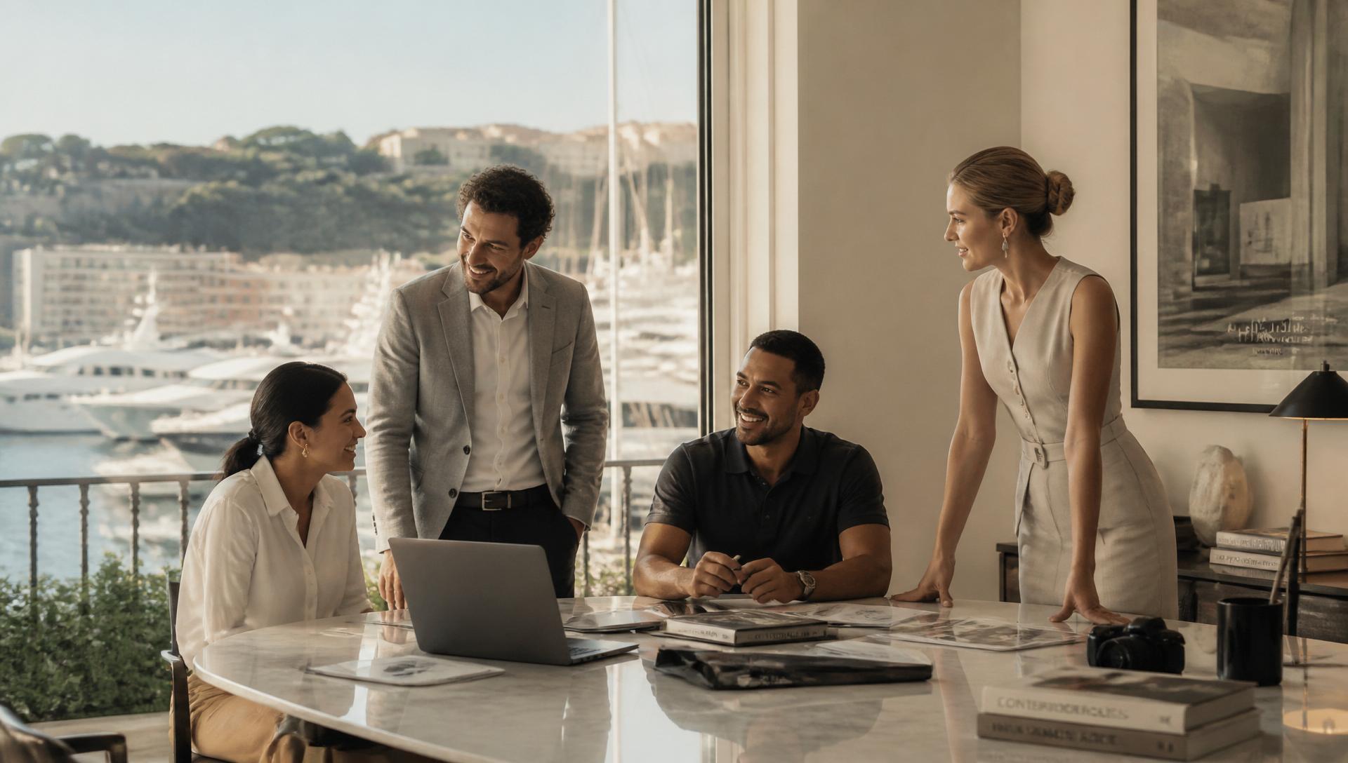OpenSea24 Prestige team at the Monaco desk overlooking the marina